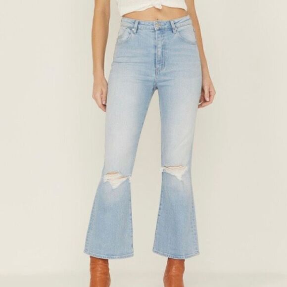Rolla’s Organic Cotton Dusters Bootcut Crop Distressed Jeans NWT Size 25 - Picture 1 of 9